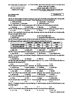 Đề thi Trung học phổ thông Quốc gia môn Sinh học năm 2019 - Mã đề 202 - Bộ giáo dục và đào tạo